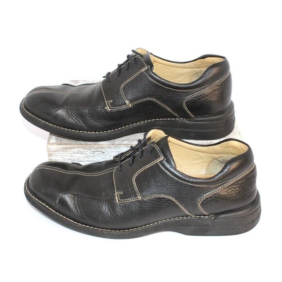 Johnston & Murphy Loafers Mens 10.5 M Black Soft Leather Lace Up Dress Shoes - Picture 3 of 6